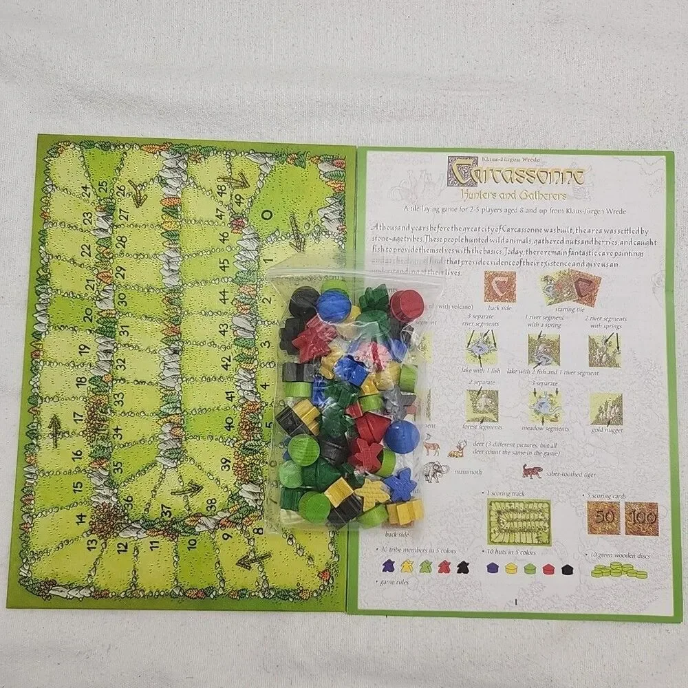 Game Carcassonne Hunters and Gatherers Board Original 2002 Edition Gluck NEW